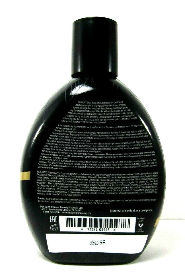 NEW Millennium SOLID BLACK SPECIAL RESERVE 200X TANNING BED LOTION 13.5 OZ