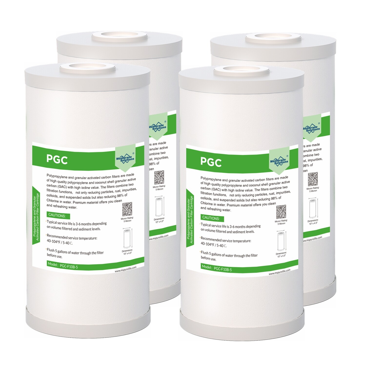 4 pcs for WHKF-GD25BB WHKF-DWHBB Sediment Carbon 5 Micron Water Filter 10 x 4.5