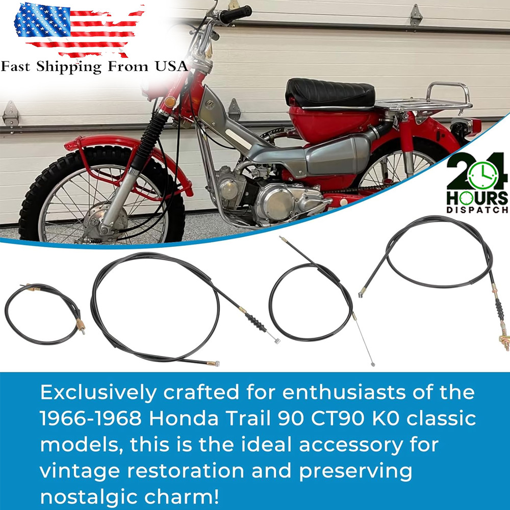 For 66 67 1968 Honda Trail 90 CT90 Brake Throttle Speedo Cable Set 45450-053-000
