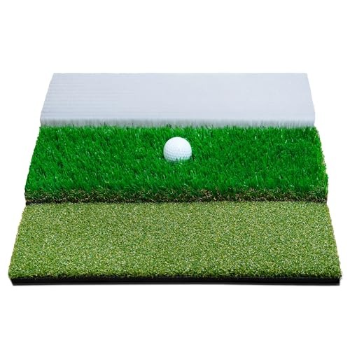 Golf Hitting Mat System Includes Bunker, Fairway and Rough Replaceable Mat,