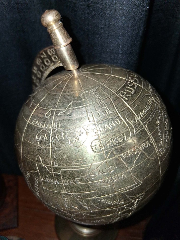 MARITIME NAVIGATIONAL SOLID BRASS WORLD GLOBE