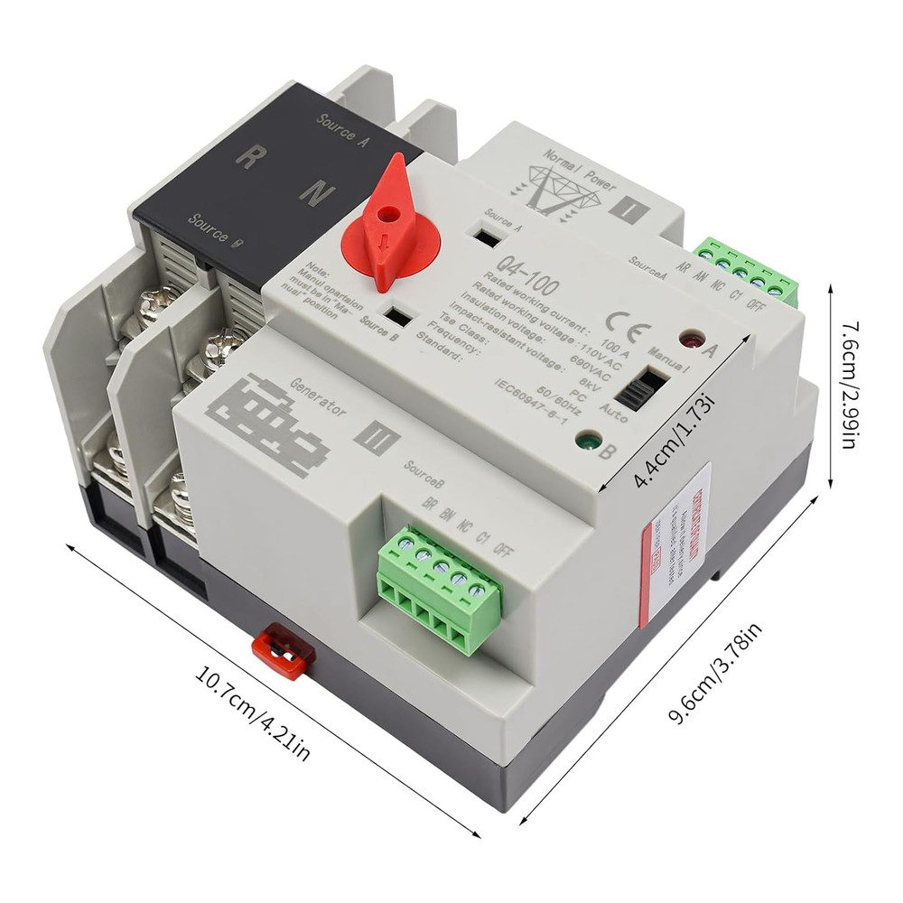110V 2P 100A Mini Dual Power Automatic Transfer Switch Dual Power Generator Chan