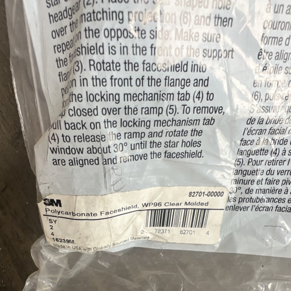 3M WP96 Clear Molded Polycarbonate Faceshield 82701-00000