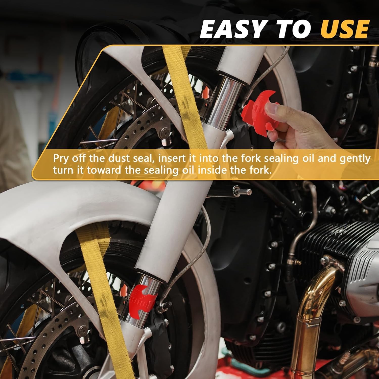 2PCS Motorcycle Fork Seal Cleaner Tool, Front Fork Seal Clean Tool, Universal Cl