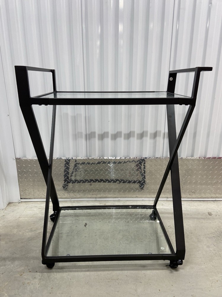Metal bar cart on wheels