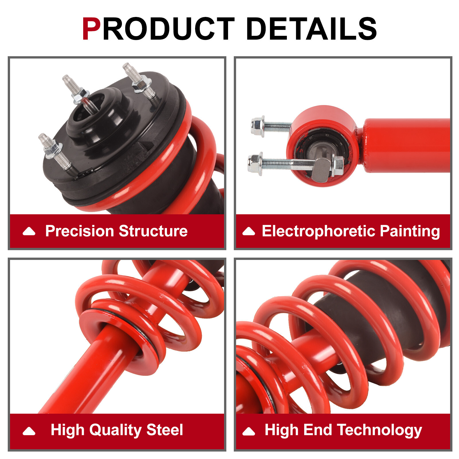 Pair Front Struts Red for Chevy GMC Silverado Sierra 1500 Tahoe Avalanche Yukon