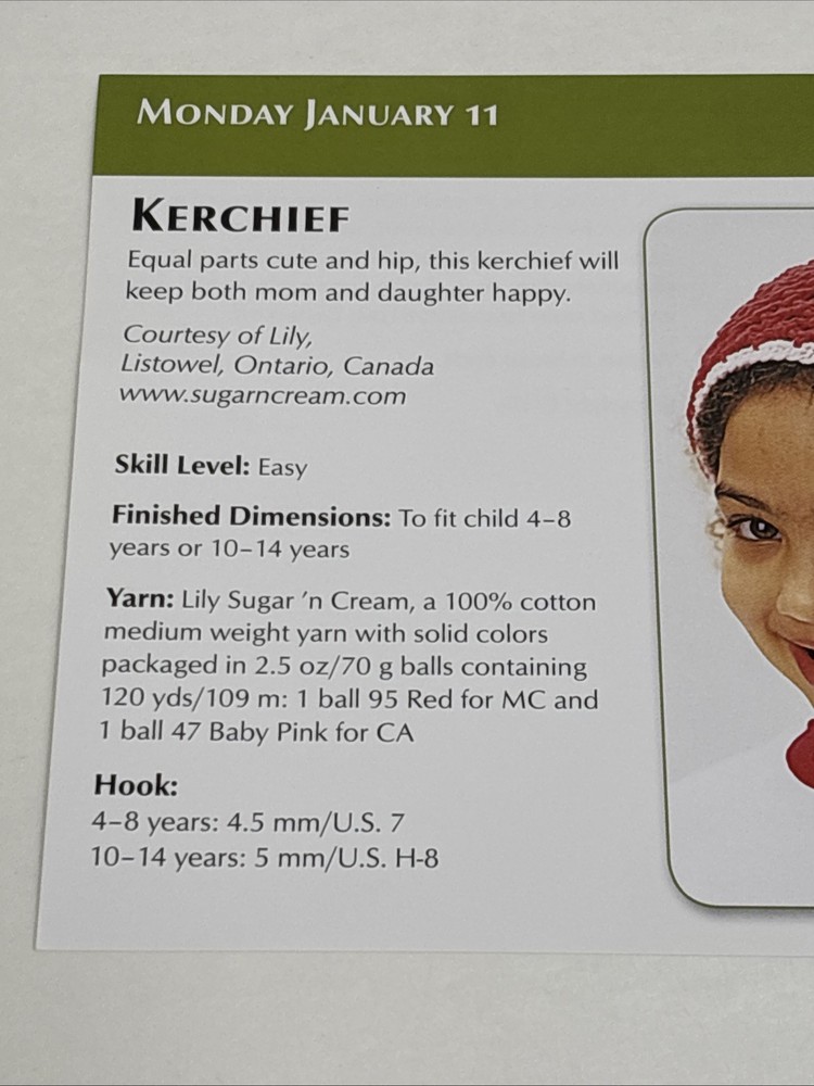 Kerchief Child Size Crochet Pattern Card Page
