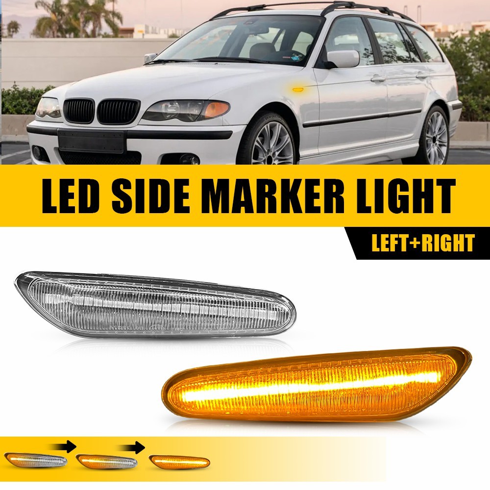 For BMW E60 E82 E90 E92 E83 E46 LED Side Marker Turn Signal Lights Dynamic Amber