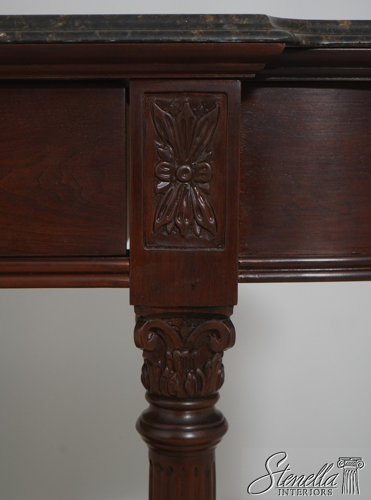 71992: HARDEN Marble Top Cherry 1 Drawer Console Serving Table