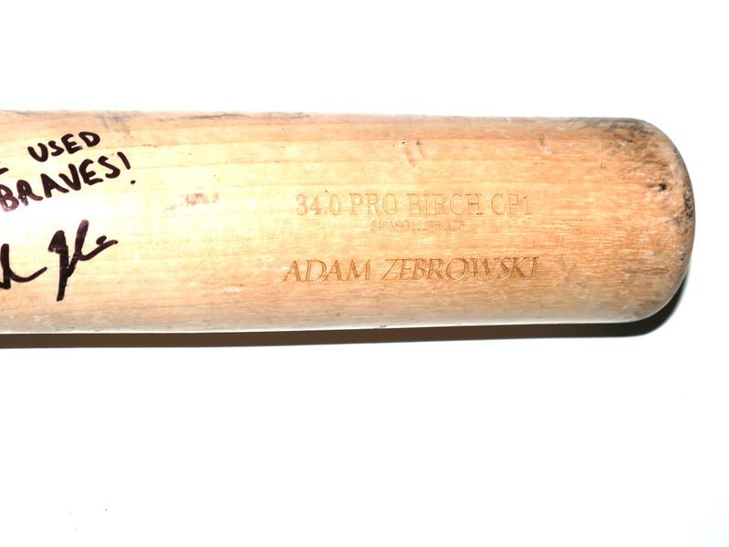 ADAM ZEBROWSKI 2024 ROME EMPERORS GAME USED OLD HICKORY BASEBALL BAT BRAVES