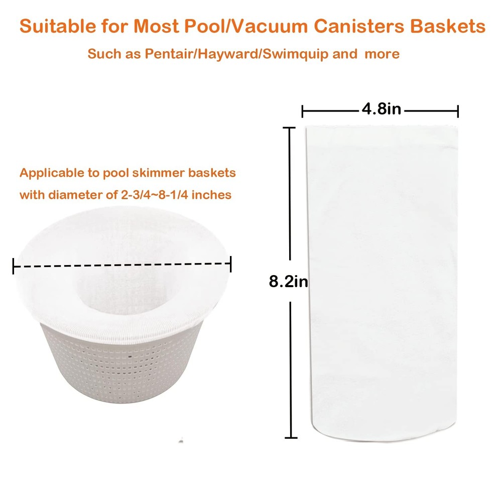 Pool Skimmer Socks Reusable Filter Basket Liners Mesh Net 100 Pcs