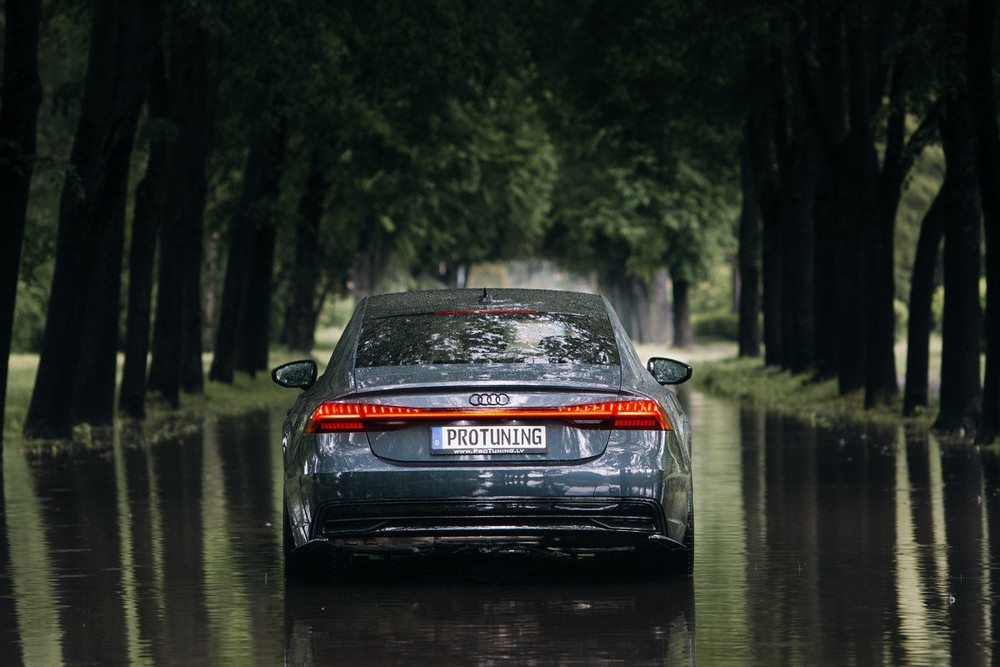 For Audi A7 4K Rear bumper Side Splitters flaps ABS Gloss