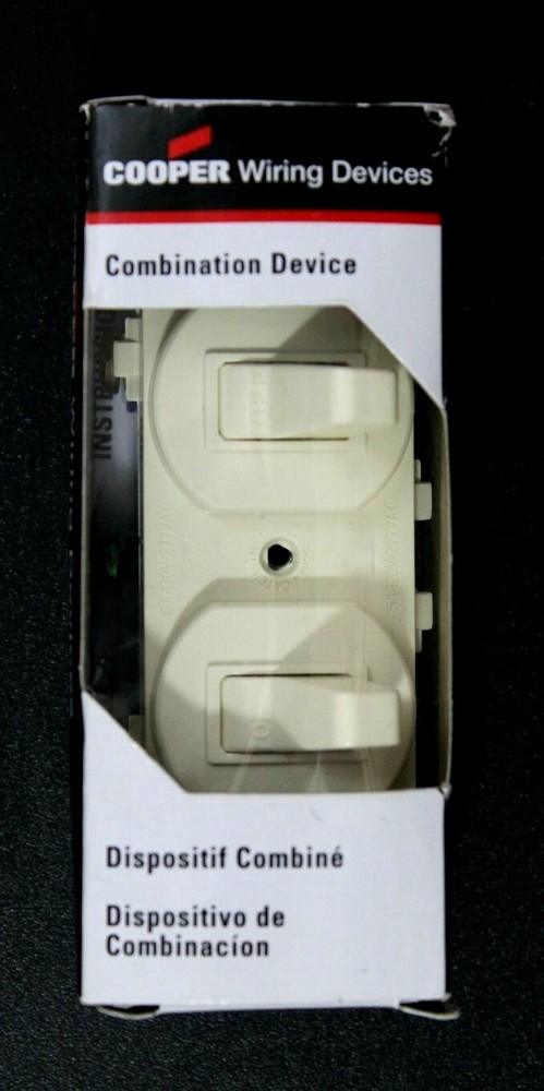Combination Two Single Pole Toggle Switch Almond 15A (10 PACK) Cooper/Eaton 271A