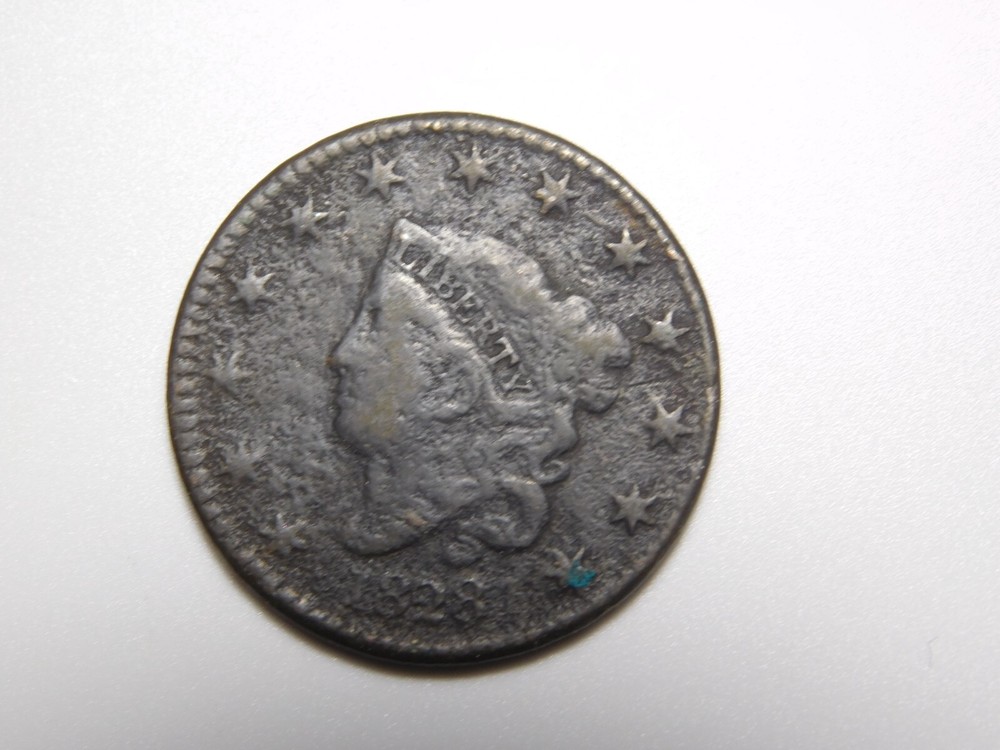 OLD US COPPER COINS 1828 CORONET HEAD LARGE CENT