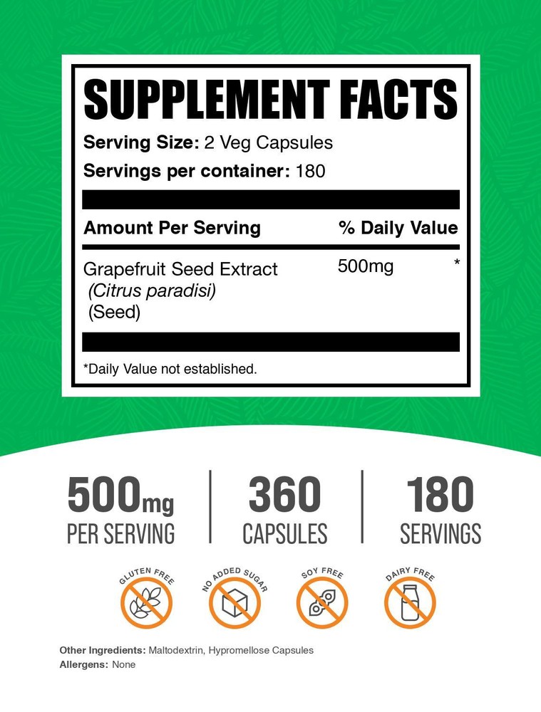 BulkSupplements Grapefruit Seed Extract 360 Capsules - 500mg Per Serving