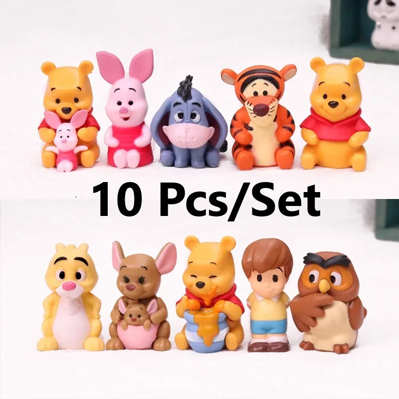 10Pcs/Set Anime Cartoon Winnie The Pooh Action Figure Toy Pooh Bear Tigger Eeyor