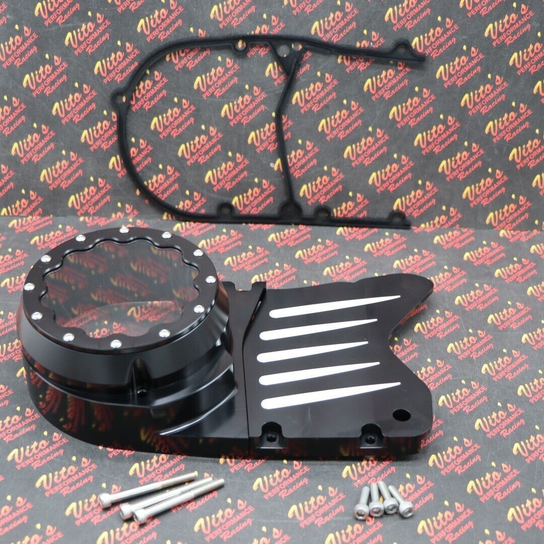 Billet aluminum stator cover clear window + 2 inserts for Yamaha Banshee BLACK