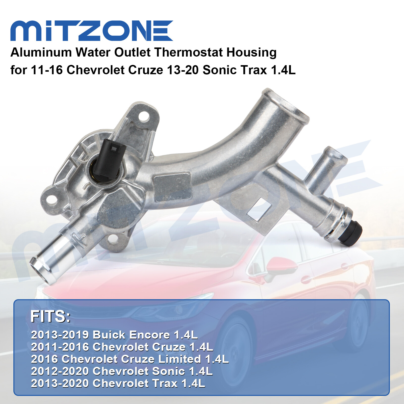 Aluminum Coolant Water Outlet w/ Inlet Hose for Chevrolet Cruze Sonic Trax 1.4L