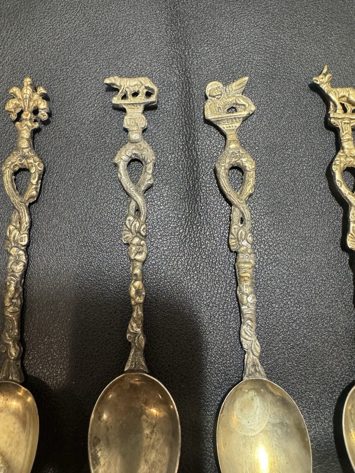 Vintage Italian Silver Plate Figural Demitasse Spoons Set 15