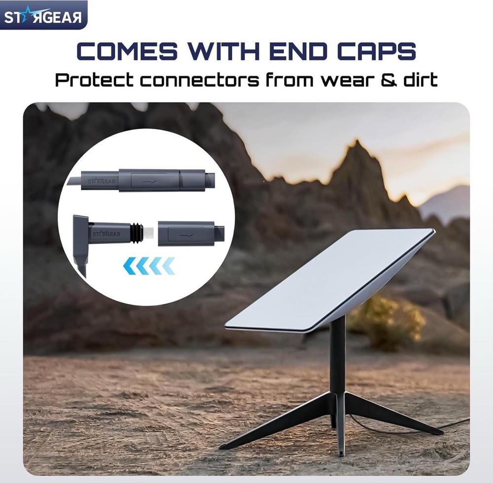 Pulaim STARGEAR Starlink Cable 150FT Gen 2 V2 Rectangular Satellite Gray