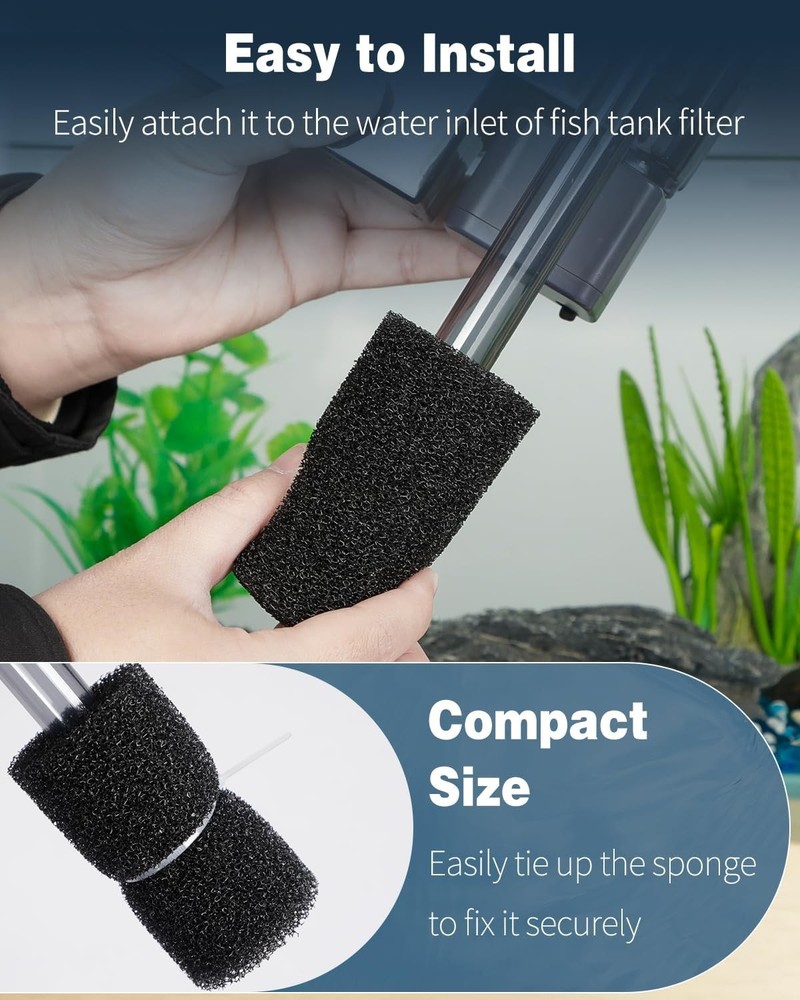 Pawfly 12 Pack Pre-Filter Sponge, Aquarium Filter Sponge 0.8" Intake Black