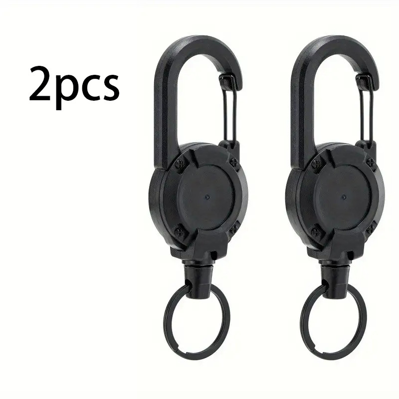 2Pcs Heavy Duty Keychain Retractable Carabiner Car Key Chain with Badge Holder