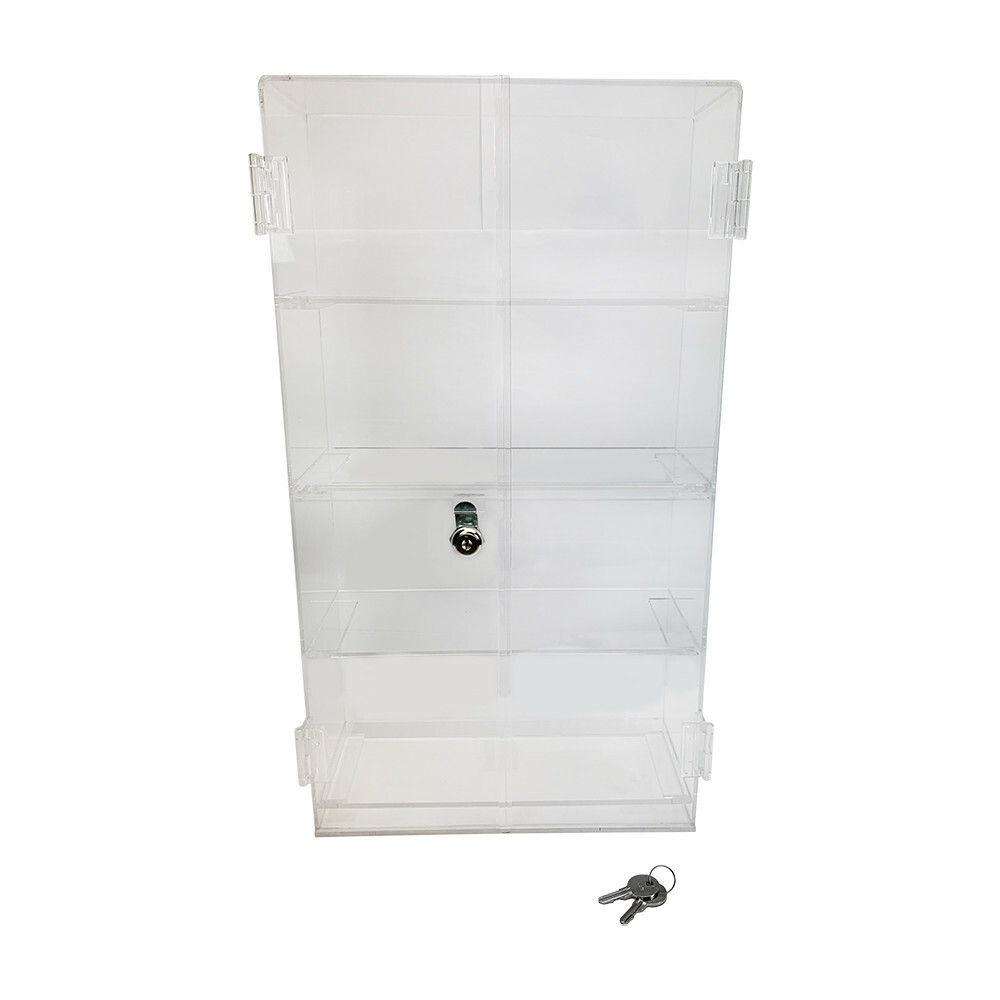 4-Compartment Acrylic Countertop Display Case Locking Cabinet,Fixed Shelving