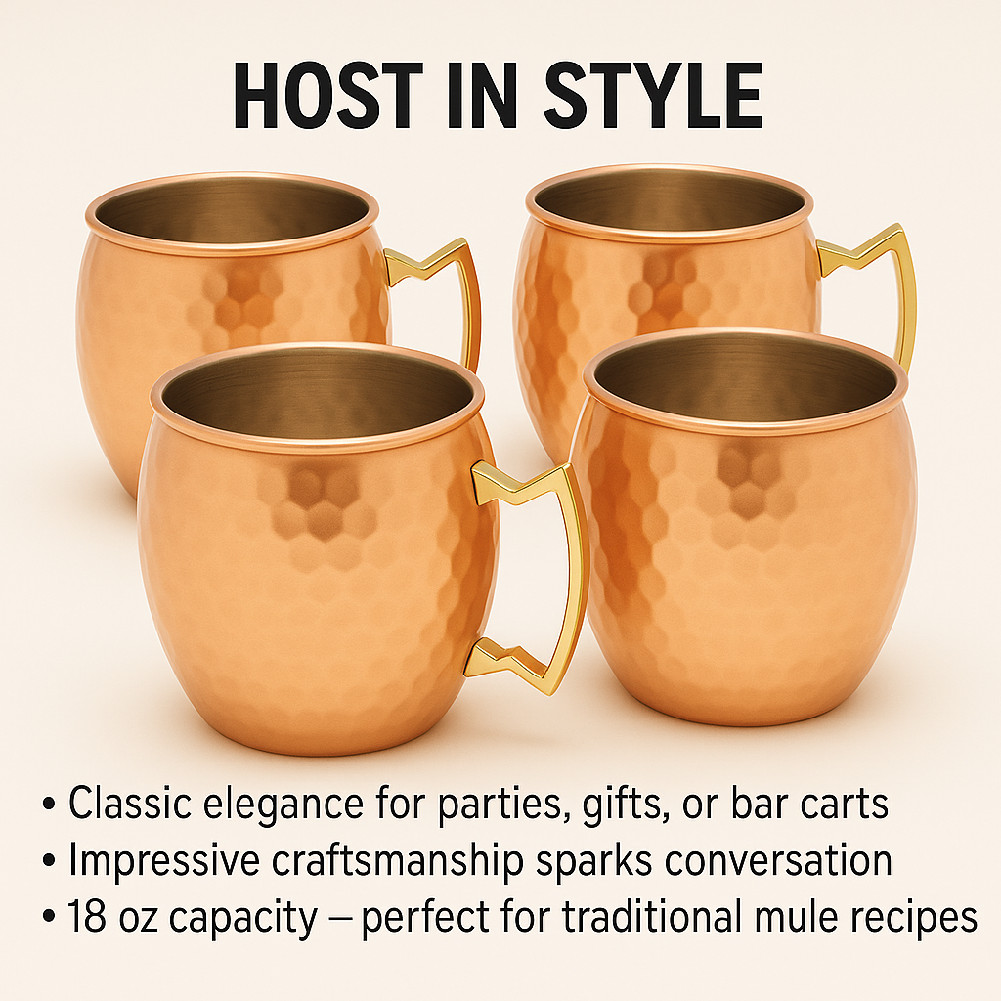 100% Handmade 16oz Solid Copper Mule Mug – Barrel Shaped Mug with Brass Handle