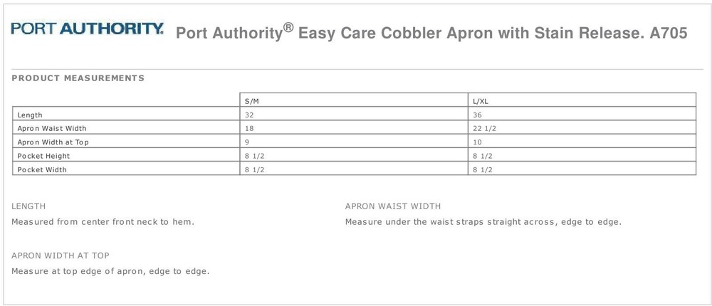 Port Authority Cobbler Apron 3 Front Pockets Adjustable Side Ties A705