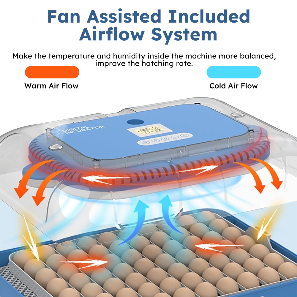 70 Egg Incubator Hatcher Automatic Egg Turning & Temperature Control for Chicken