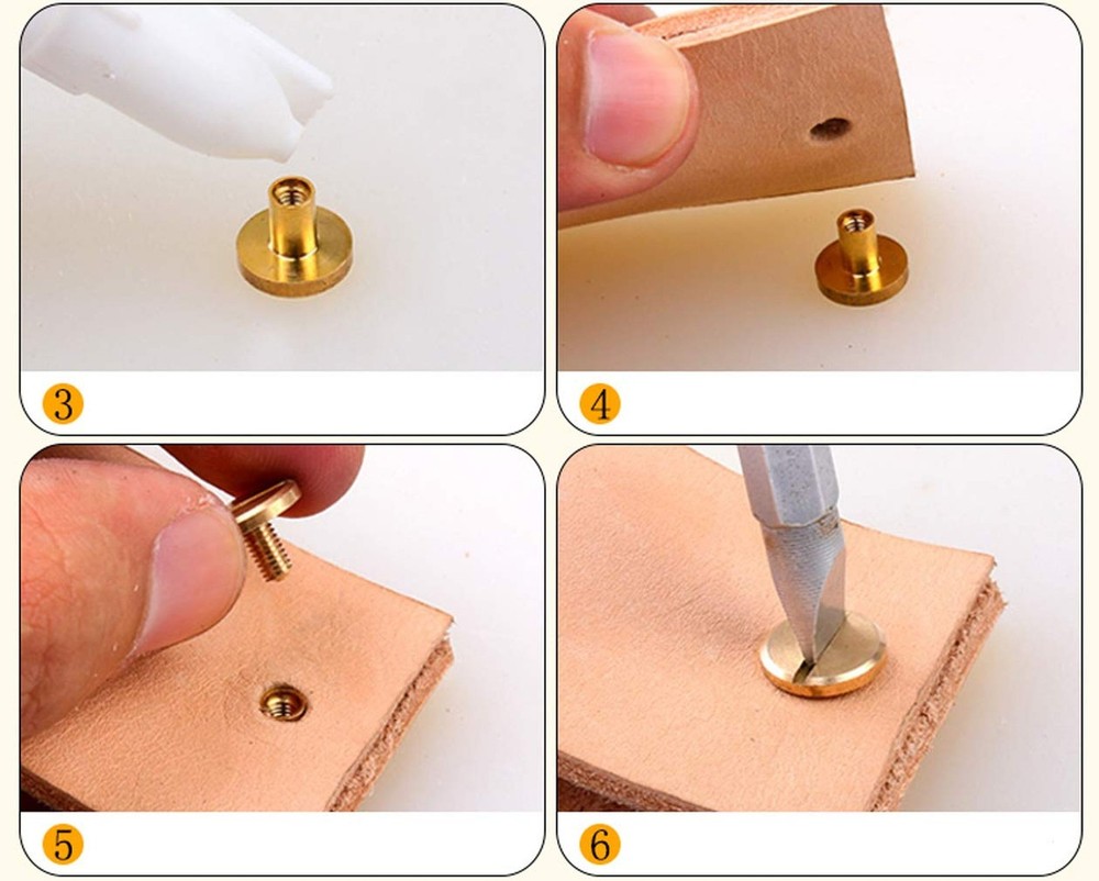20 Sets 8x4x6mm Solid Brass Button Studs Rivets Screwback Screw Back Spots fo...
