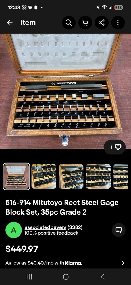 Complete Mitutoyo Gage Block Set #516-914 Grade 2
