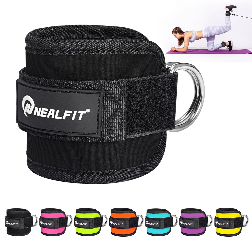 NEALFIT Ankle Strap for Cable Machine, Gym Cuff Single, Black