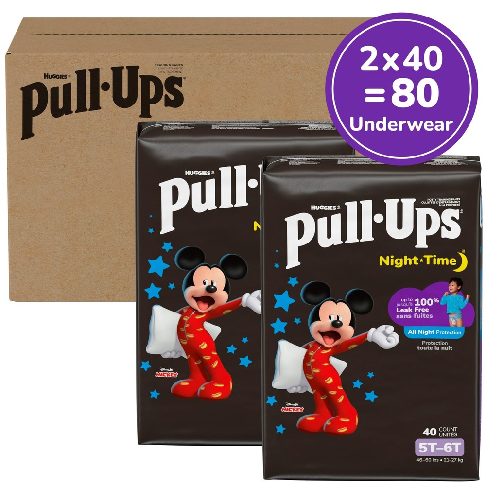 Pull-Ups Boys' Night-Time Potty Training Pants, Size 5T-6T, Multi-colored