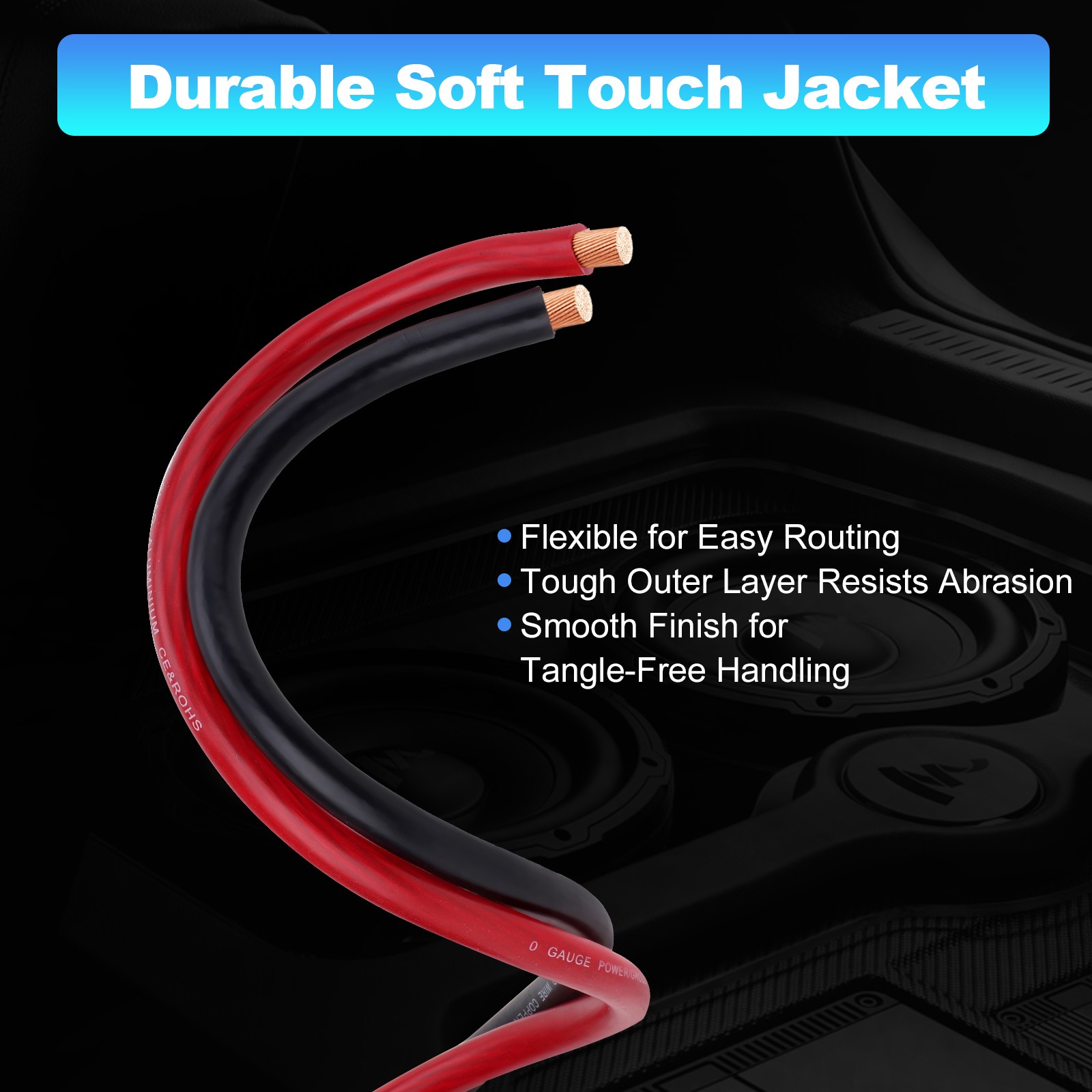 40FT 1/0 AWG Battery Cable 1/0 Gauge Wire Copper Clad Aluminum CCA Amp Wiring