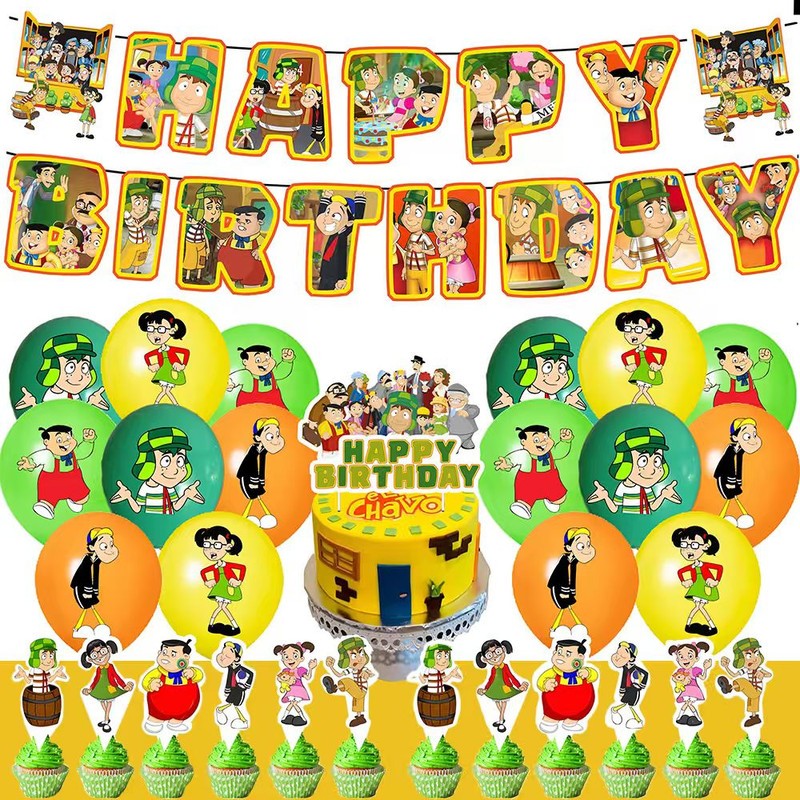 El Chavo Del Ocho Party Decoration Balloons Tablecloth Banner Cake Supplies Set