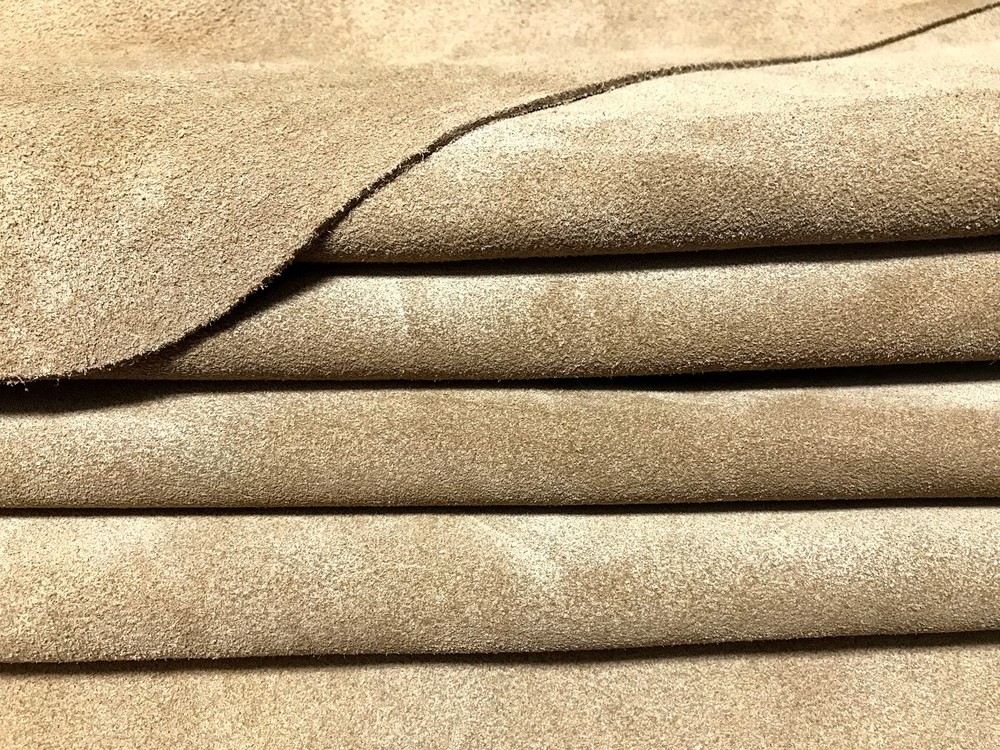 PREMIUM CAMEL BROWN/SAND BROWN SUEDE SPLIT LEATHER COWHIDE