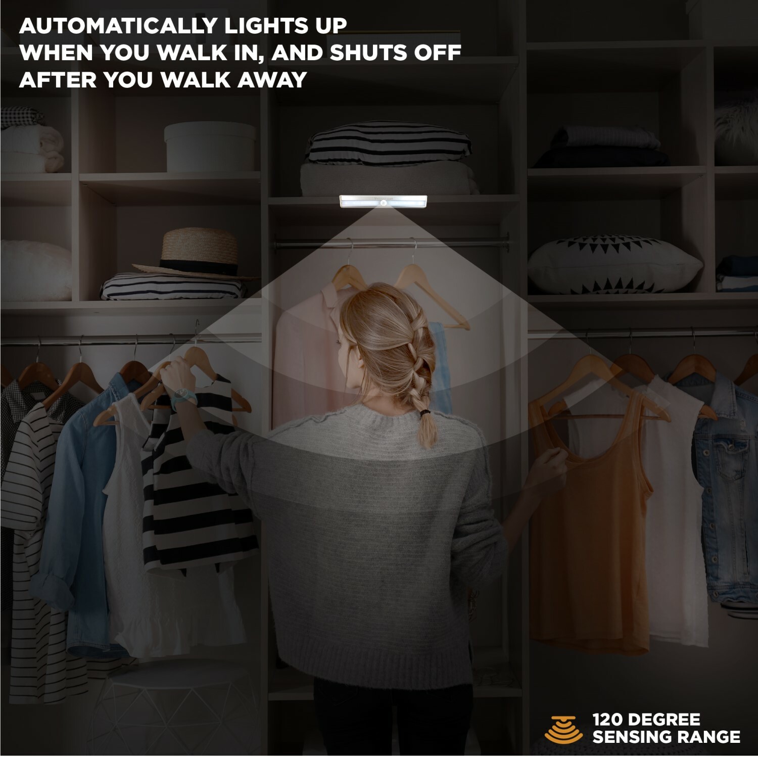 Under Cabinet Lights 10 LED Motion Sensor Closet Lights Cordless 3 PACK