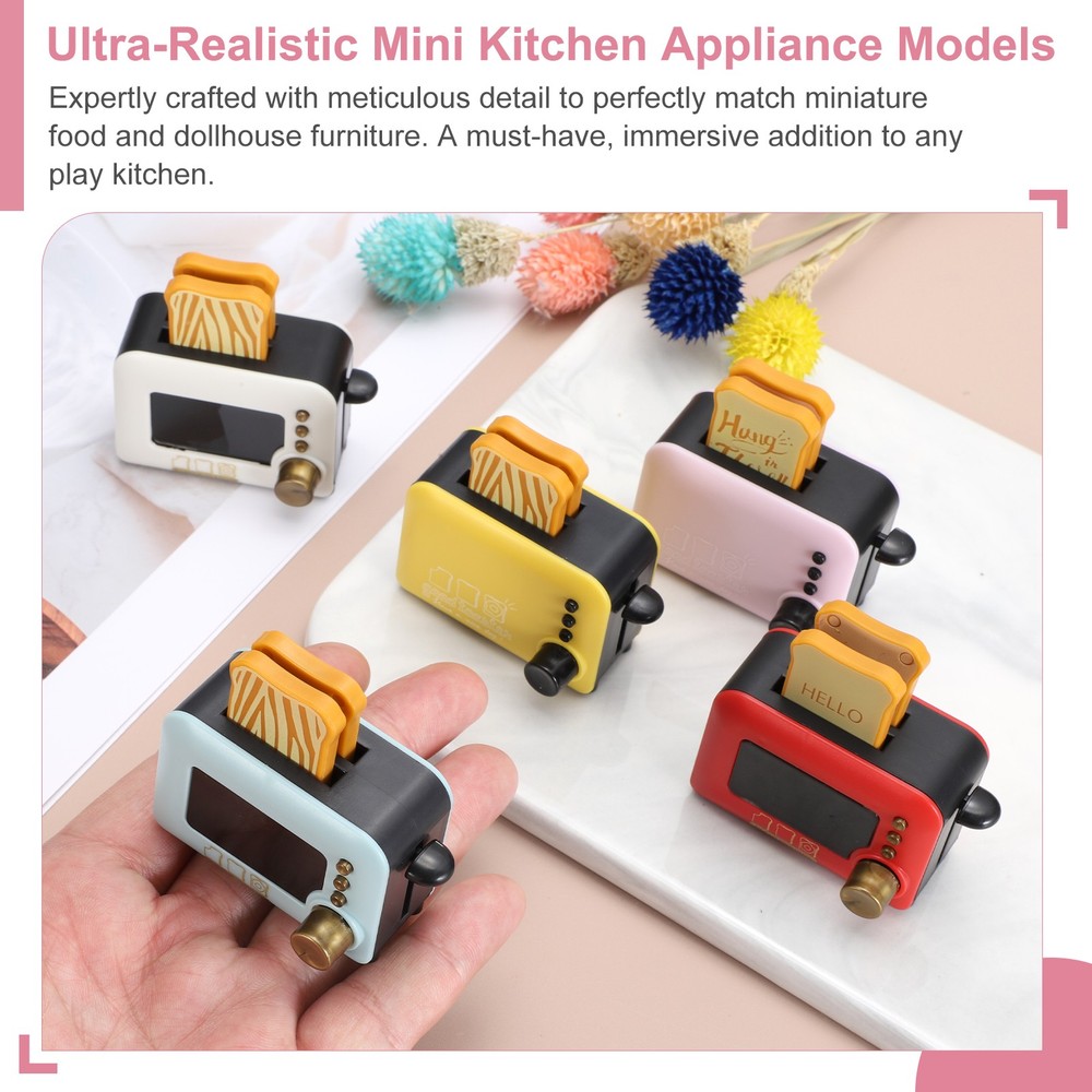 2Pcs Miniature Play Kitchen Accessory, Plastic Toaster Cookware, Blue