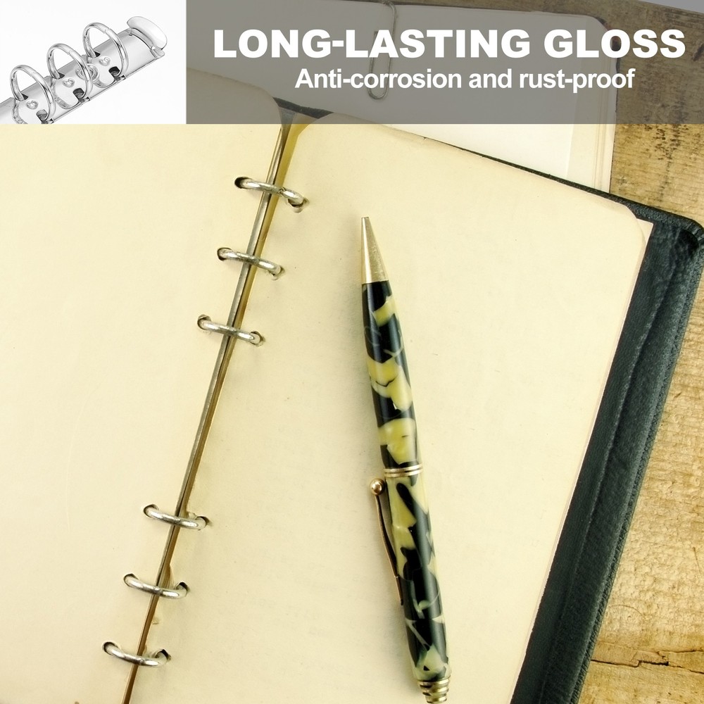 A5 Ring Binder Mechanisms, 3 Set 6-Hole Replacement Binder Planners, Silver Tone