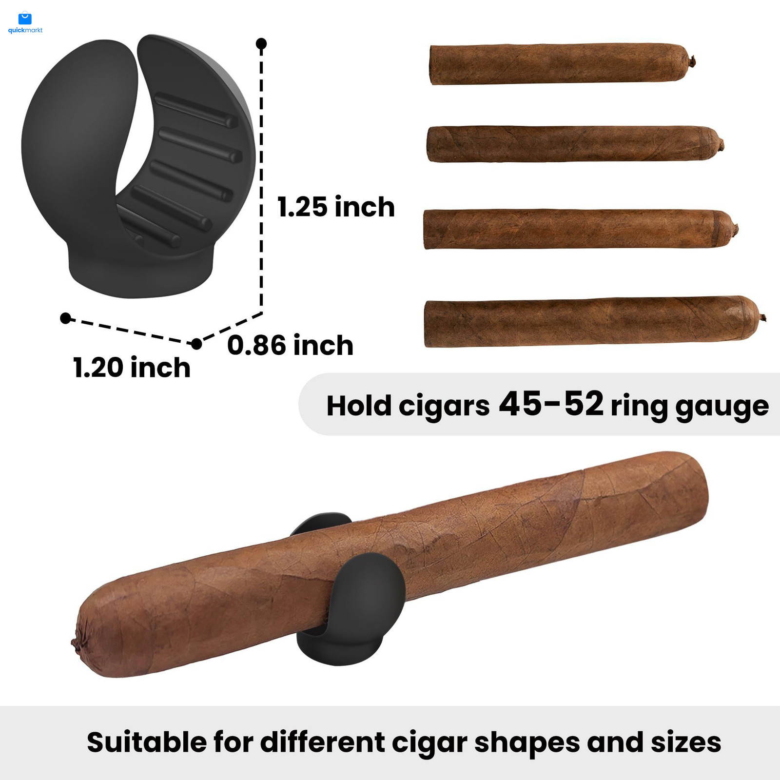 Kucttiu Magnetic Cigar Holder for Golf Carts - Versatile, Black