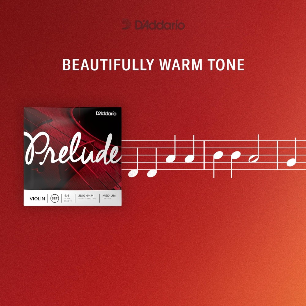 D Addario Prelude Violin Strings Solid Steel Core Warm Tone Durable 3 4 Scale