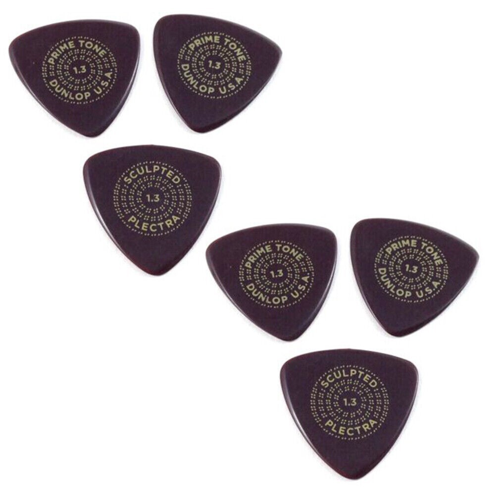 Dunlop Guitar Picks 6 Pack Primetone Small Tri Hand Sculpted Smooth 1.3mm