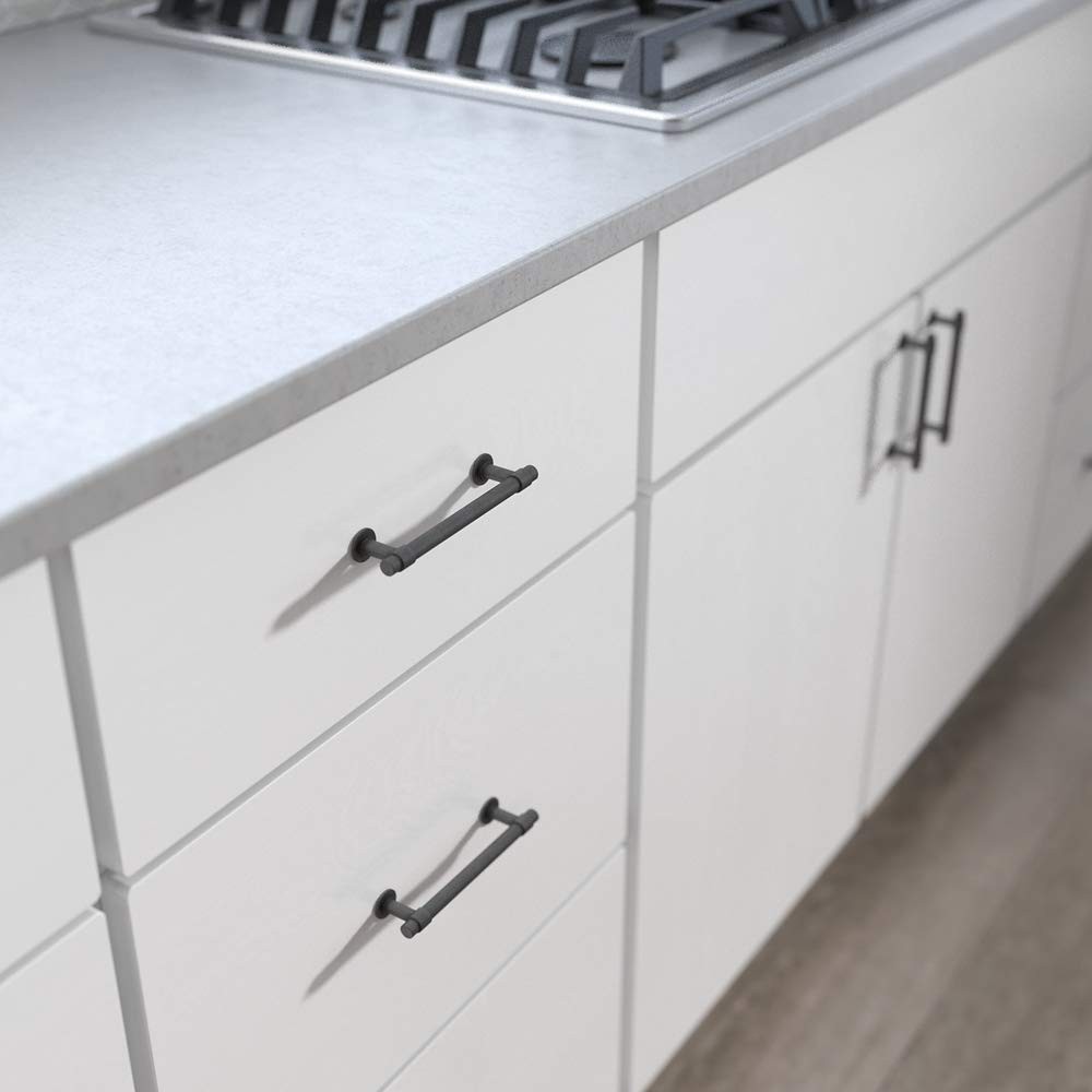 Francisco (10-Pack) Cabinet Handles 4" Hole Center Pulls | Soft Iron Hardware...