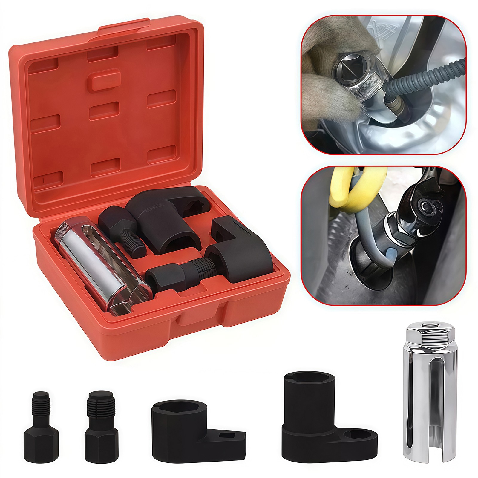5pcs O2 Oxygen Sensor Socket Wrench Removal Tool 3/8" 1/2" Drive x 7/8" 22mm Set