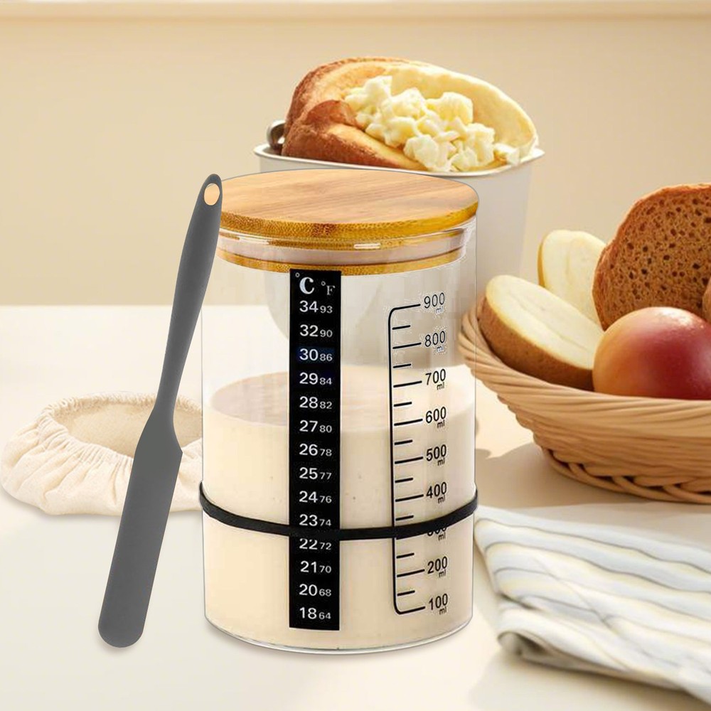 Bread Starter Jar Kitchen Fermentation Glass Set Multifunctional