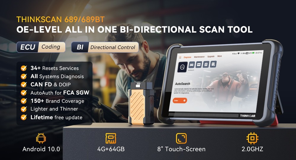 THINKSCAN 689BT All System Diagnostic OBD2 Scanner+TKEY101 Key Programmer Tool