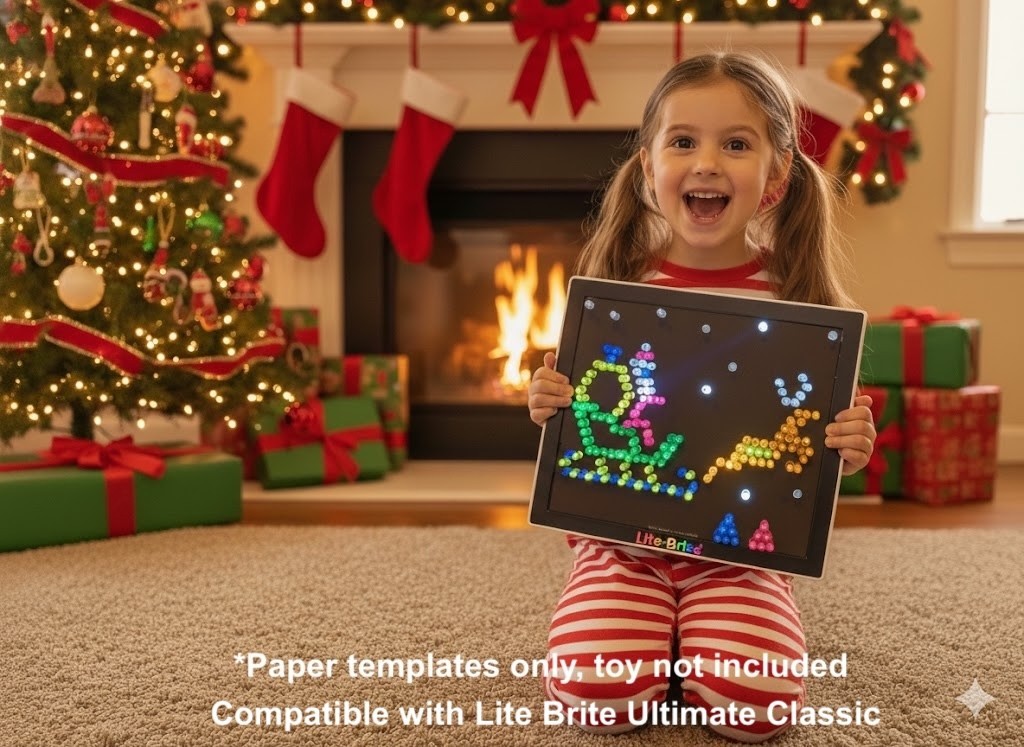 Christmas Theme - Pattern Refill Sheets for Lite Brite Ultimate Classic 12 Pack