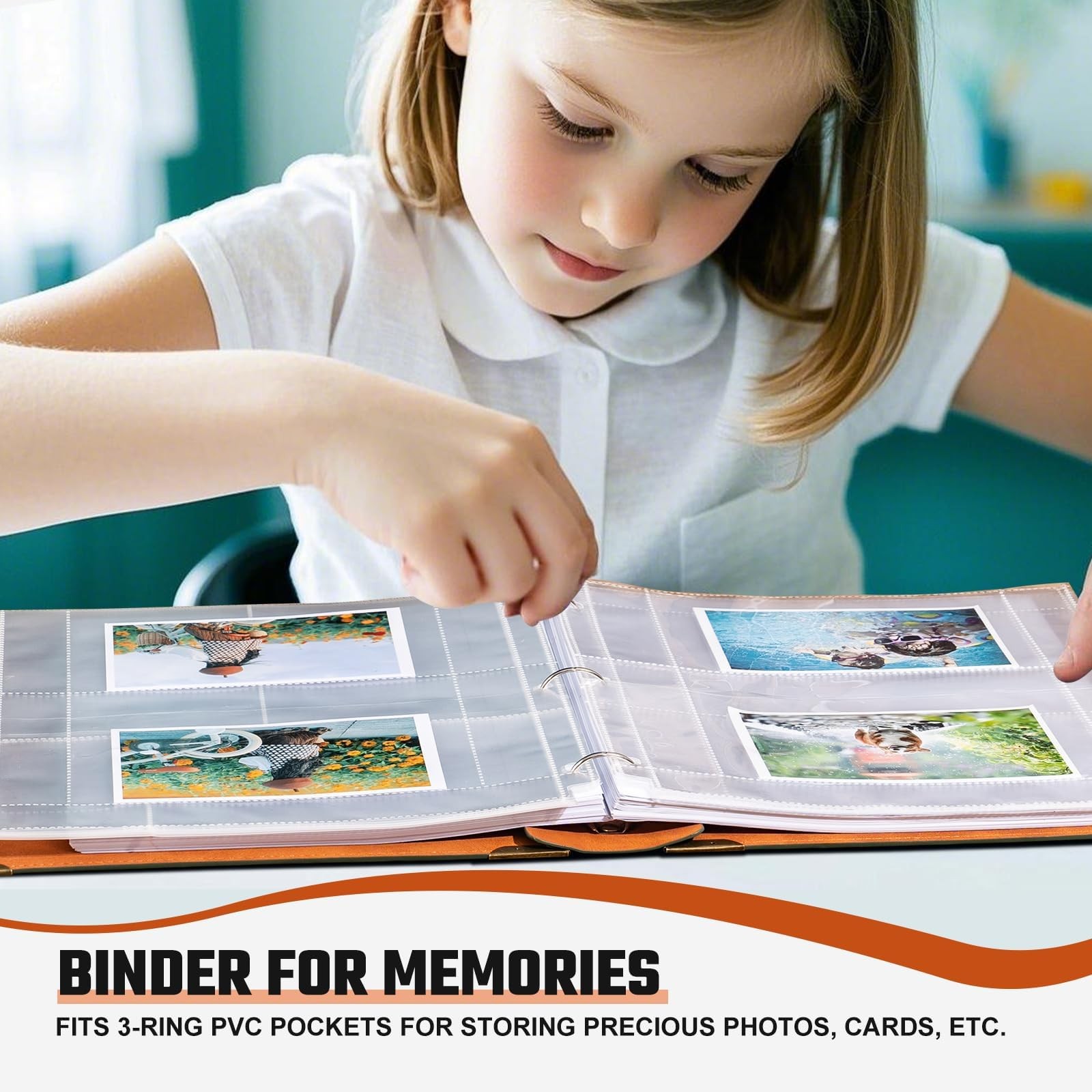 Leather 3 Ring Binder Fits 8.5"x11" Letter Size Paper, 1 Inch Round Ring Bind...