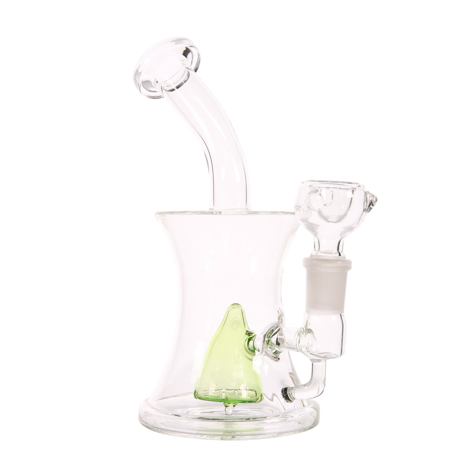 6.75" Slime Green Glass Cone Perc Bong Portable Water Pipe Smoking + 14mm Bowl